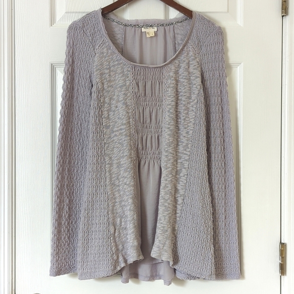 Anthropologie Tops - Meadow Rue Anthropologie Triple Texture Knit Scoop Neck Long Sleeve Top Purple M